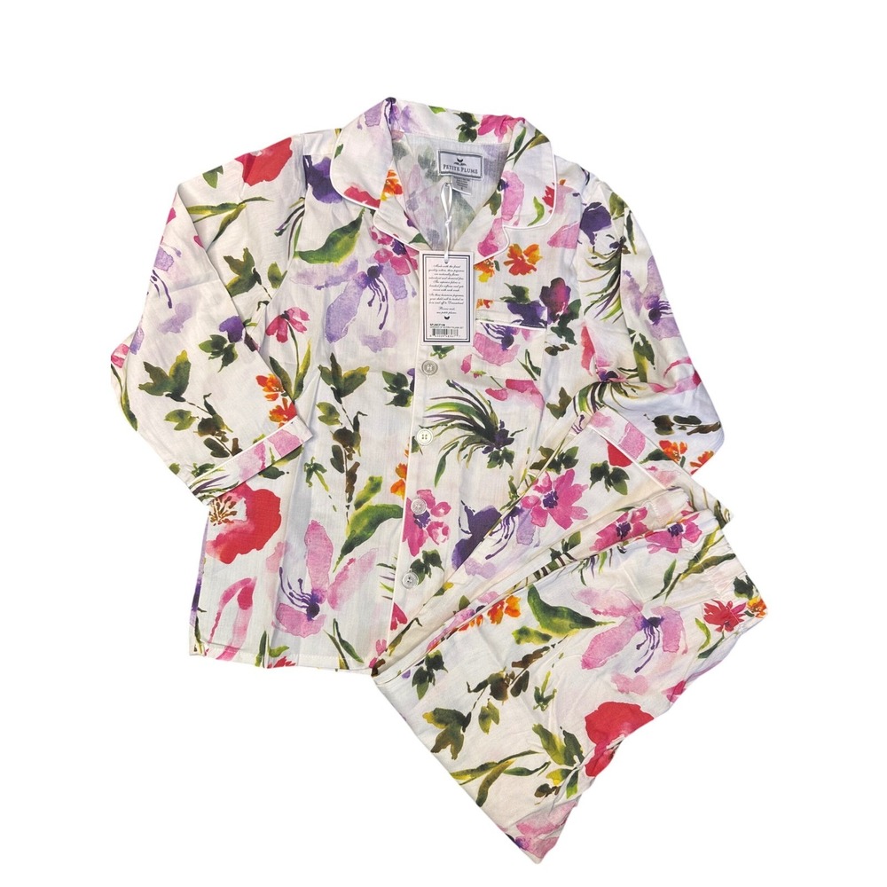 New Petite Plume Gardens of Giverny Pajama Set Kids 6 Floral Cotton SPJMCF106